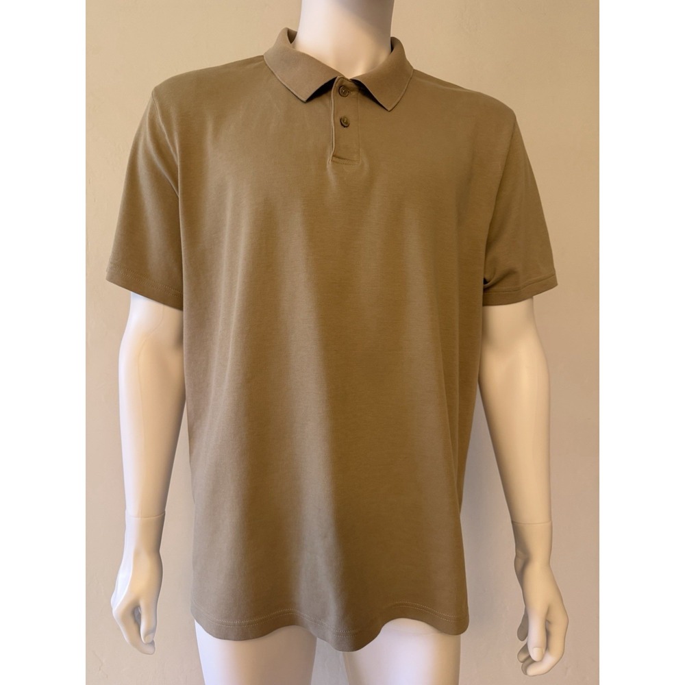 Tasso‎ Elba Beige Supima Cotton Collared Polo Shirt Men's XL Short Sleeve